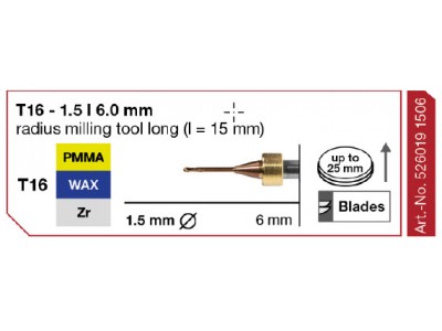T16 - 1,5 | 6,0 mm Radius cutter (350i & 650i)